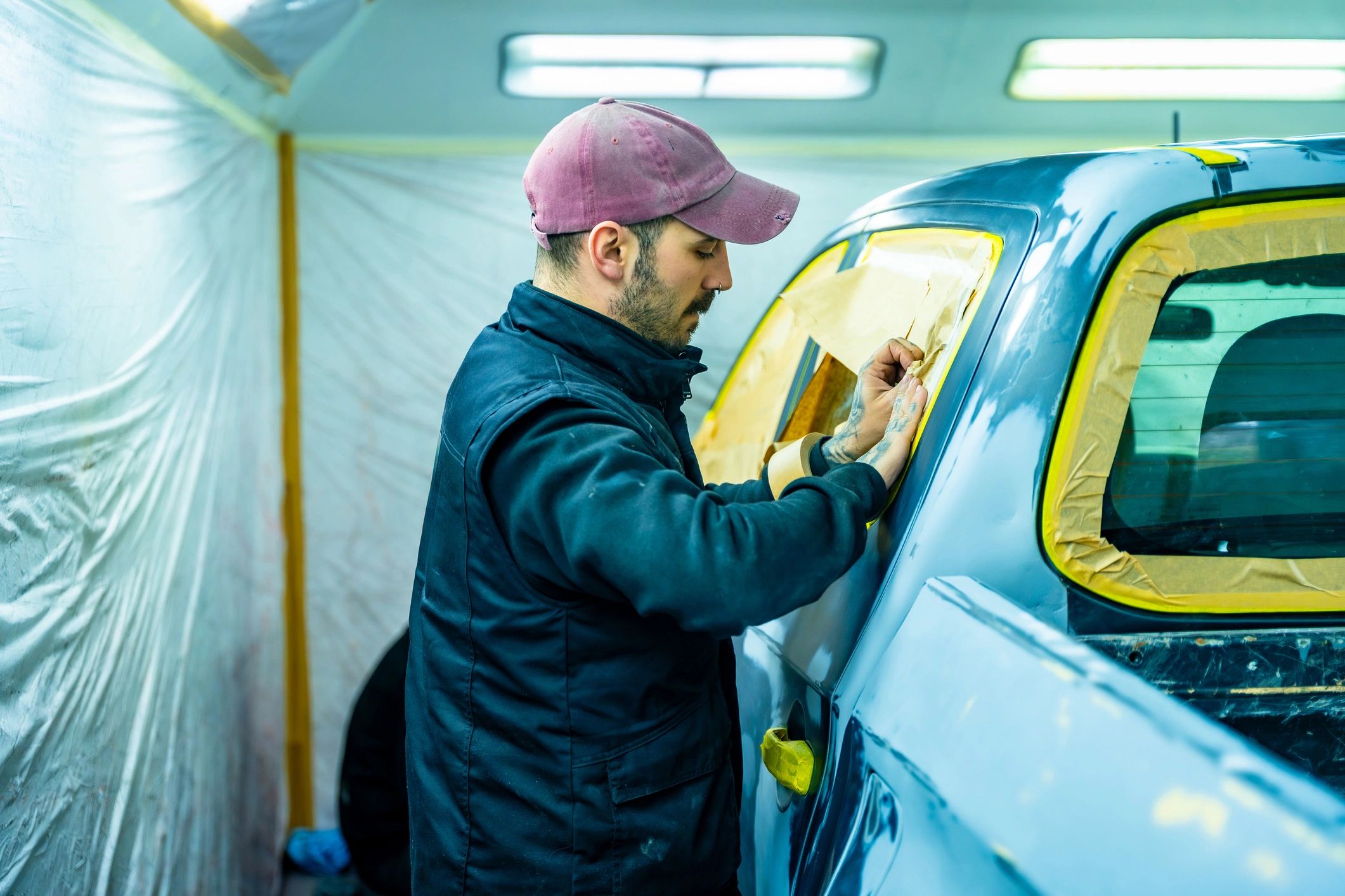 Auto technician working on vehicle repair